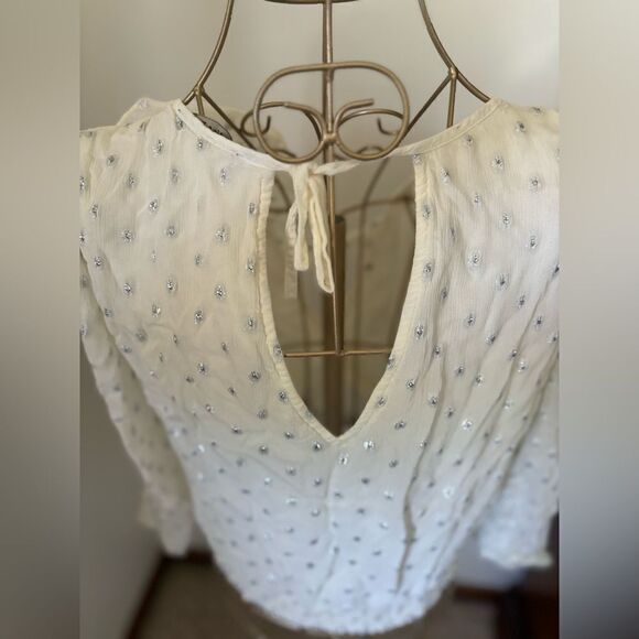 Abercrombie long sleeve metallic print  wrap top with ruffle detail S - Picture 8 of 14